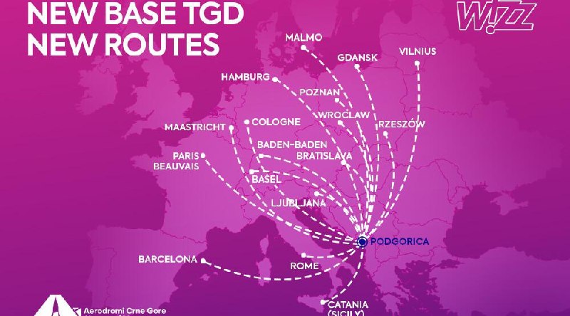 Wizz Air открывает базу в Подгорице 30...